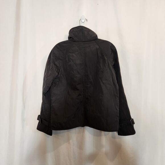 TALBOTS Black Gold Quilted Short Trenchcoat Pockets Classic Women Petite Small S - Picture 3 of 10